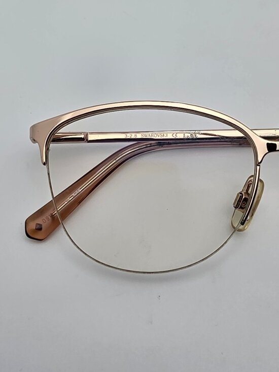 Swarovski SK 5296 028 Gold Rhinestone Semi Rimless Eyeglasses Frame w/ Flexhinge